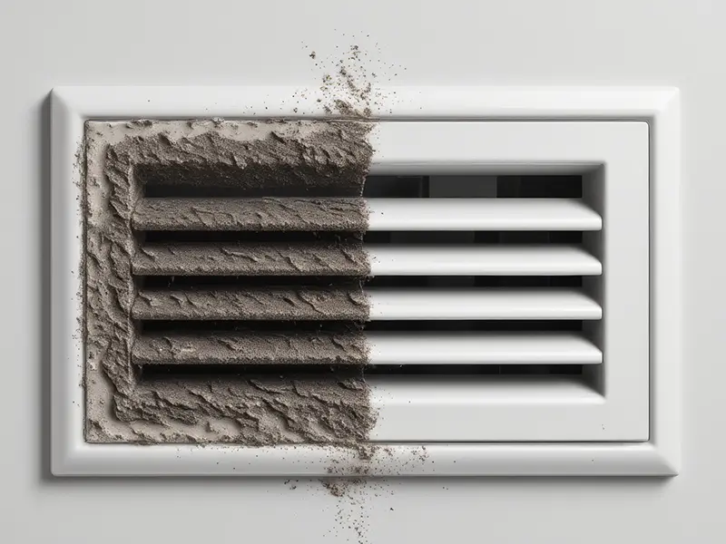 Before-and-after of dusty vs. clean air duct from a Colorado home